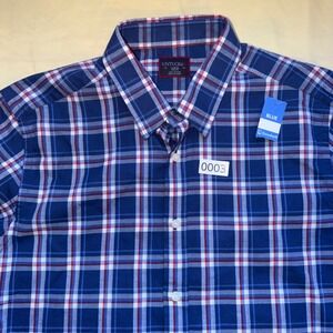 UNTUCKit Mens Slim Fit Plaid Button Down Shirt Blue Red White Large Cotton